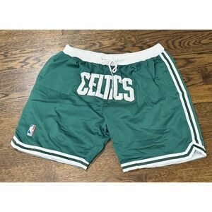 Boston Celtics Just Don Shorts Mens XXL 2XL Basketball USA Made NBA Mesh Green